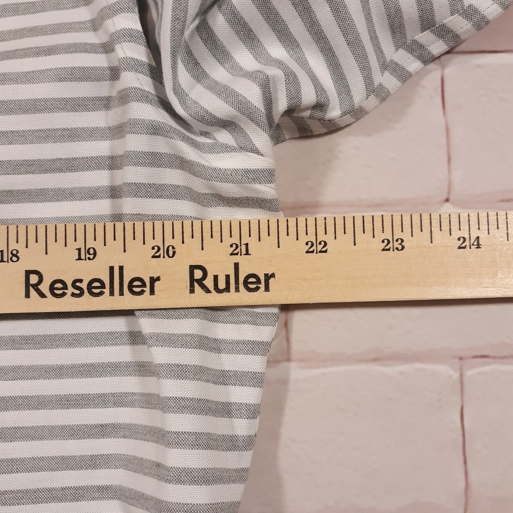 Banana Republic Non-Iron Shirt Mens Size Large Tall Slim‎ Fit Gray Striped NEW - Picture 8 of 11